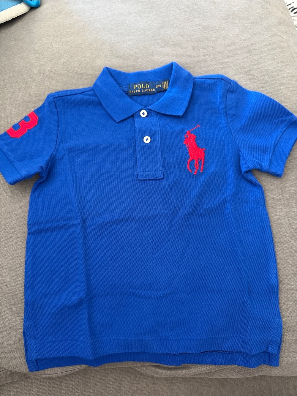 Polo by Ralph Lauren Boys Royal Blue Short-Sleeve Polo with Red Pony 2T
